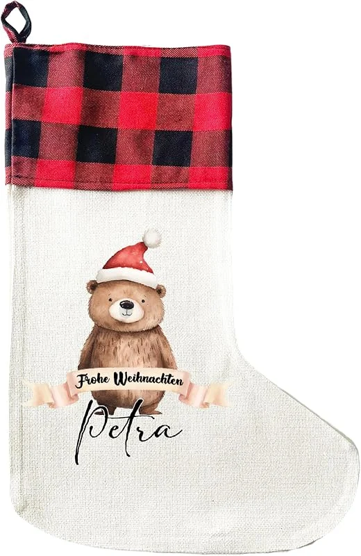 Besuche den LIEBTASTISCH-Store LIEBTASTISCH Personalisierter Weihnachtsstrumpf mit Motiv und Wunschnamen, Nikolausstrumpf für Weihnachten - Geschenkbeutel, Geschenkidee 40 x 30cm — Weihnachtsdeko