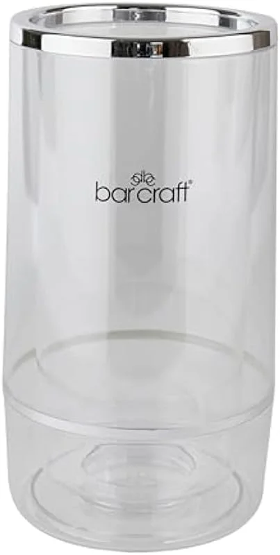 Besuche den Bar Craft-Store BarCraft Isolierter Weinkühler, Einzelflasche, Acryl mit Chrom-Detail, 12 x 12 x 23cm, Klar, Stahl, Durchsichtig — Wein und Festtafel