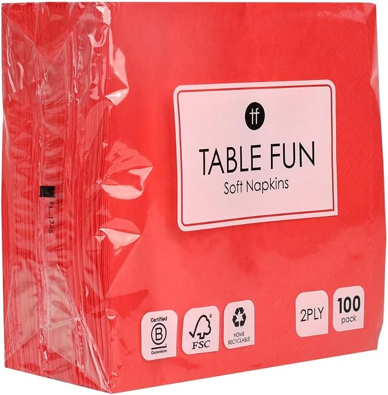 Besuche den Talking Tables-Store Talking Tables 100 x Großpackung weiche rote Papierservietten, Einweg-Partyservietten für Geburtstage, Hochzeiten, Junggesellinnenabschiede, Weihnachten, hergestellt in der EU 2-lagig 33cm — Advent und Tisch