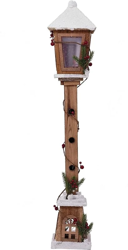 Besuche den Spetebo-Store LED Holz Laterne 81 cm - Deko Wegleuchte mit 15 LED - Weihnachtsdeko Stehlampe