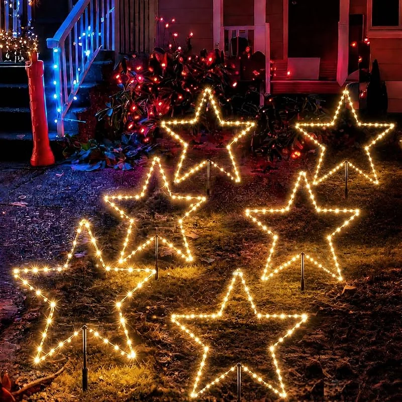 Besuche den SALCAR-Store SALCAR 45cm 300 LEDs Stern 6er Set Warmweiß weihnachtsbeleuchtung außen