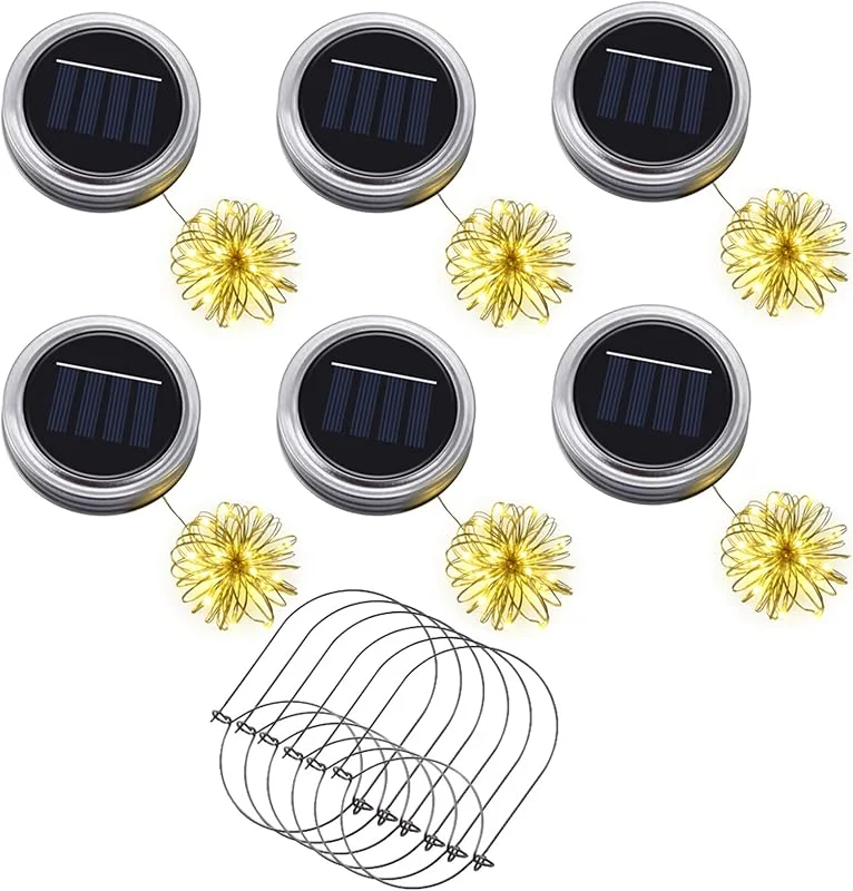 Besuche den Ymenow-Store Ymenow Solarlampen für Außen, 6 Stück 3M 30LED Solar Einmachglas für außen Solarglas Solarleuchten Lichterkette Aussen Lampions Wetterfest für Garten Baum Balkon Deko, Einmachgläser Nicht Enthalten — Weihnachtsbeleuchtung