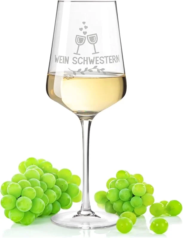 Besuche den GRAVURZEILE-Store GRAVURZEILE Weinglas mit Gravur - Wein Schwestern - Geschenk für Hobby-Sommelier & Weinliebhaber - Geschenke für die beste Freundin - Geburtstagsgeschenk für Frauen — Wein und Festtafel