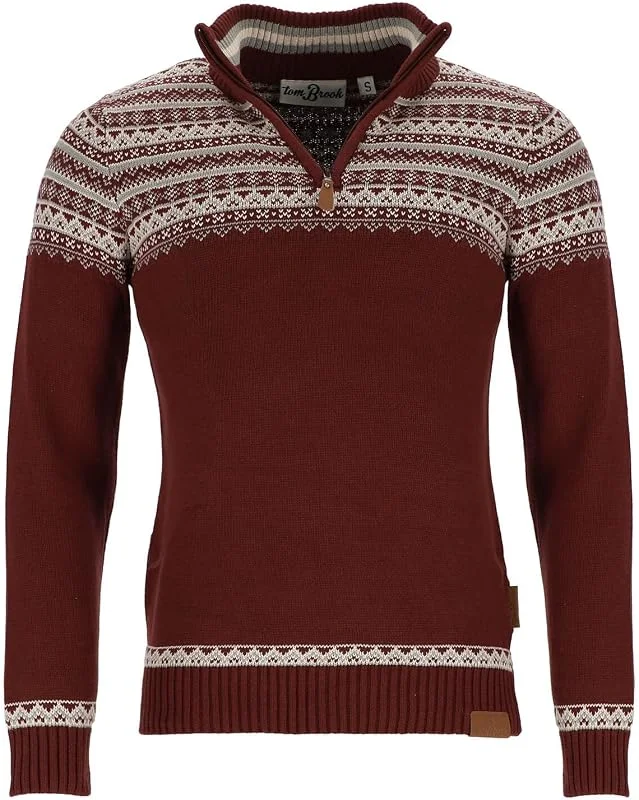 Marke: tomBrook tomBrook Herren Troyer mit Norweger-Strick-Muster - Strickpullover mit Troyer-Kragen aus Baumwolle — Weihnachtsmode
