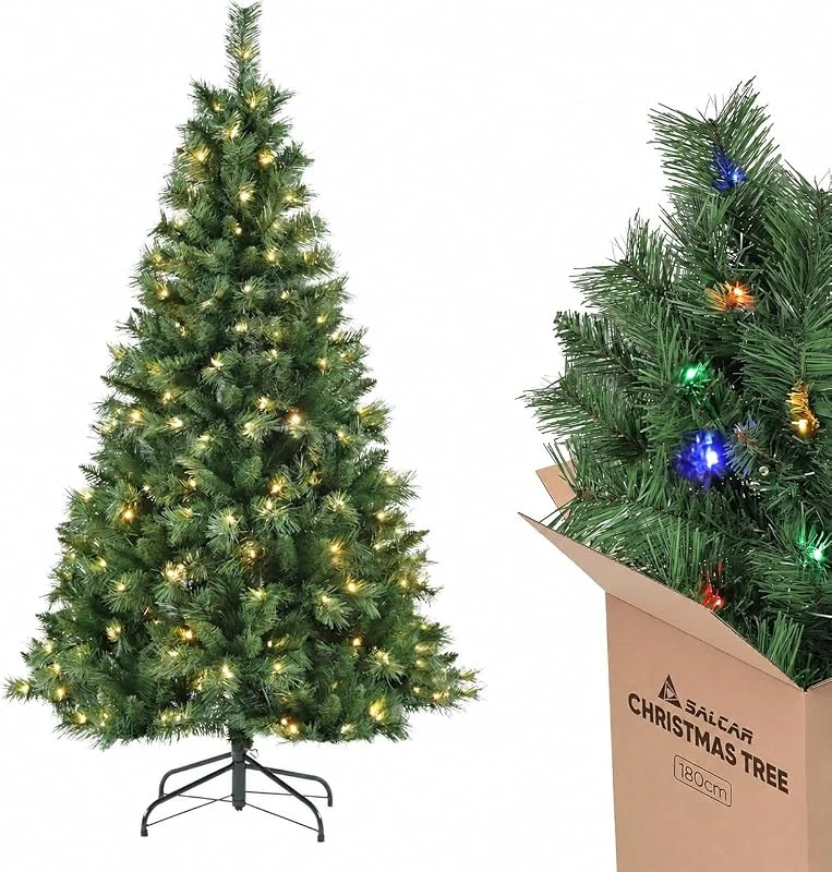 Besuche den SALCAR-Store SALCAR Künstlicher Weihnachtsbaum 180 cm mit Beleuchtung und Fernbedienung — Weihnachtsdeko