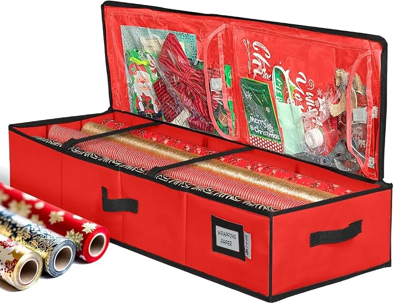 Marke: HOLDN’ STORAGE Aufbewahrungs-Organizer für Weihnachts-Geschenkpapier und Unterbett-Aufbewahrungsbehälter für Geschenktüten, Schleifen und Bänder, 600D-Material — Geschenkverpackung