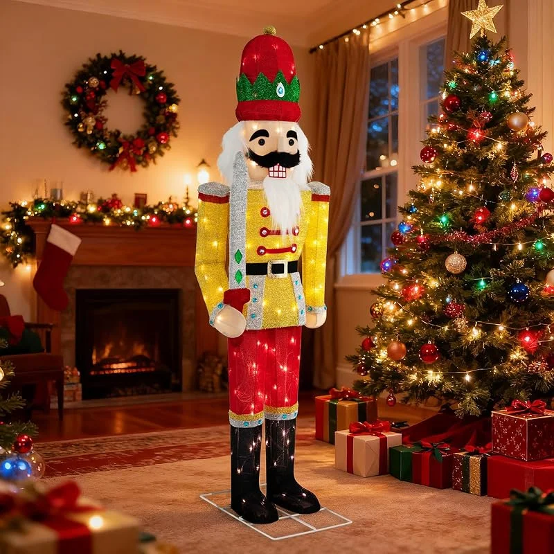 Besuche den GOPLUS-Store GOPLUS Weihnachten Nussknacker Figur groß, beleuchtete Weihnachtsdeko XXL, 166 cm Weihnachtsfigur mit LED-Lichtern, Weihnachtsdekoration Soldat mit Schwert, Weihnachtsbeleuchtung für außen und innen