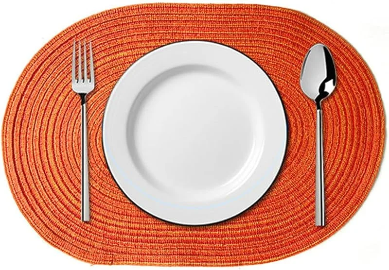 Besuche den Epinki-Store Epinki Tischsets Platzsets Retro Vintage Oval, 2er Set 50x35CM Weihnachts Platzset Abwaschbar Oval Einfarbig Hitzebeständige aus Polyester Baumwolle, Tischmatte Weihnachten Orange für Restaurant — Küche & Haushalt