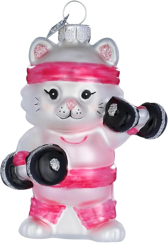Marke: Holly & Jolly Holly & Jolly - Weihnachtskugel Fitness Katze, ca. 8, 5 cm — Weihnachtsdeko