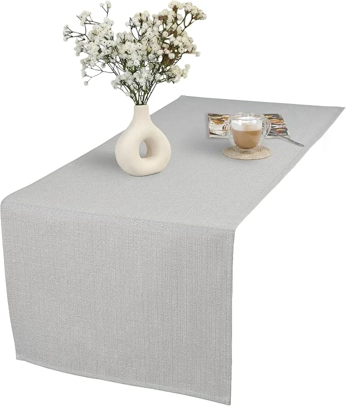 Marke: invitta Tischläufer 40x120 cm Grau Baumwolle Polyester Mischung 230 g, m2 - Hochwertig, Elegante Leinenoptik, Fleckenschutz Cotton Tischtuch mit Lotuseffekt, Pflegeleicht, O1-P130 — Küche & Haushalt