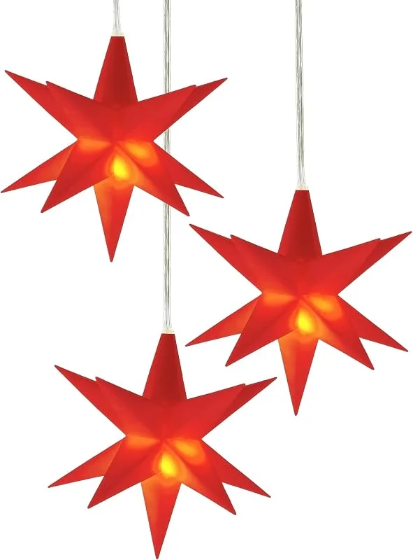 Besuche den Spetebo-Store Spetebo LED Weihnachtsstern 3D warm weiß 12 cm mit Timer - rot, 3er Set — Weihnachtsdeko