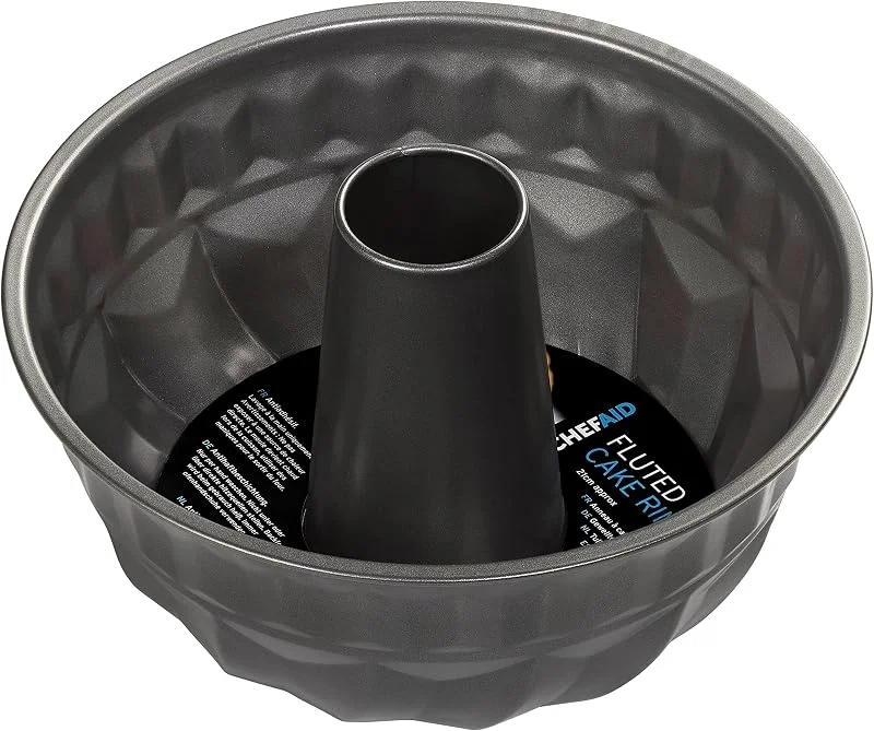 Besuche den Chef Aid-Store Chef Aid Gugelhupfform Ø 22, 5 cm Runde Kuchenform aus Stahl mit Antihaftbeschichtung 11, 5 cm hoch für Gugelhupf und Marmorkuchen Geeignet für Backofen bis 260 °C Grau — Küche & Haushalt