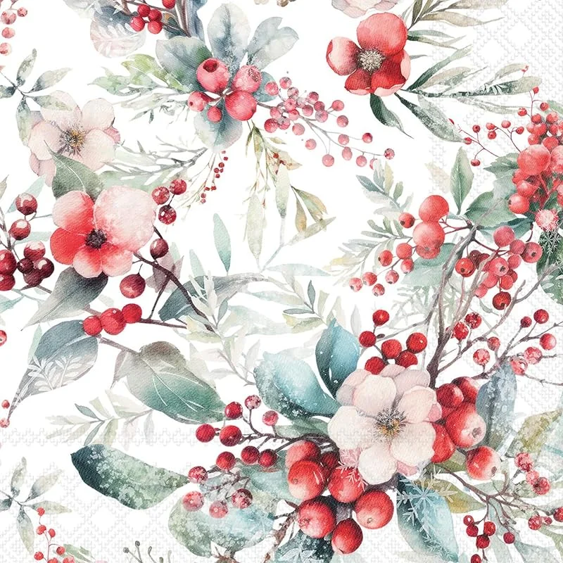 Besuche den Ambiente-Store Ambiente Servietten Papier 33x33cm 3-lag. mit Blumen & Beeren Motiv 20 STK. — Advent und Tisch