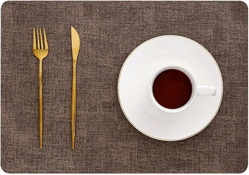 Besuche den Epinki-Store Epinki Tischset Weihnachten Vintage Quadratisch, 2Pcs Set PU Leder Platzsets Modern Rechteckig Einfarbig Anti-Rutsch, Tischmatten Set Abwaschbar Kaffee für Küche Restaurant Hotel, 43x30CM — Küche & Haushalt
