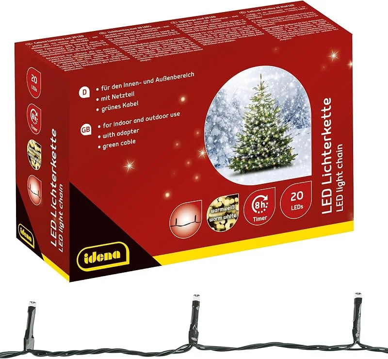 Besuche den Idena-Store Idena Lichterkette Außen & Innen 20 LEDs in Gold-Gelb, 3, 9 m — Weihnachtsbeleuchtung