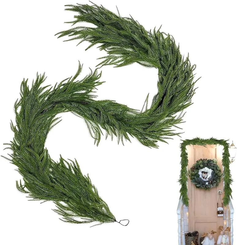 Marke: Ruwshuuk Weihnachtskiefergirlande, Künstliche Tannengirlande, Außenkranz, festliche Dekoration, , Wand, Kamin, Geländer, Treppe, Tisch, Party — Weihnachtsdeko