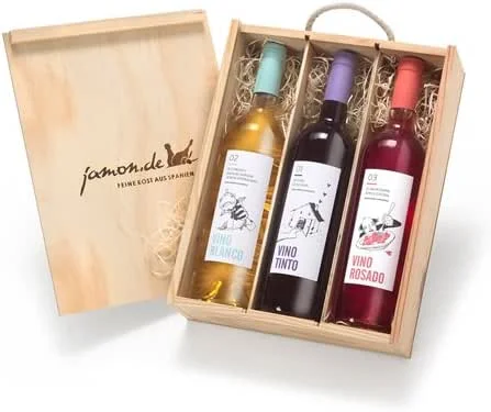 Besuche den jamon.de-Store Weingeschenk SPANIEN in Holzkiste, Rotwein, Weißwein und Roséwein — Wein und Festtafel