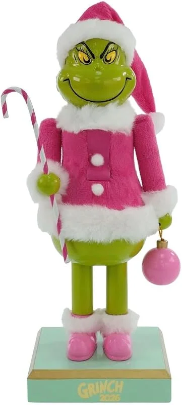 Marke: Ruz Ruz The Grinch Nussknacker mit rosa Weihnachtsmann Outfit Weihnachten Urlaub Deko Nussknacker Figur — Weihnachtsdeko