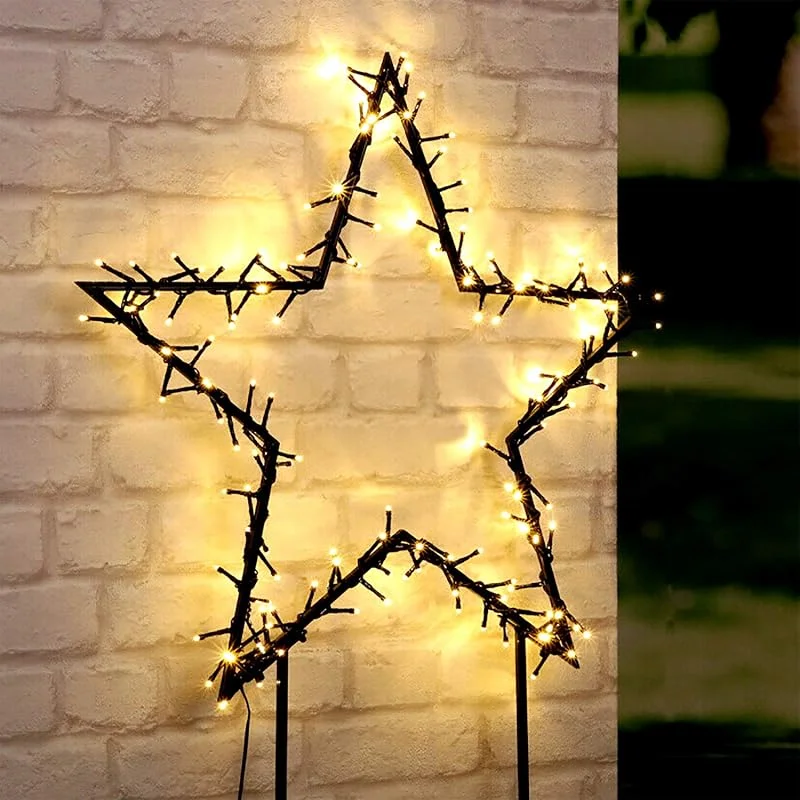 Marke: Haushalt International Unbekannt LED Gartenstecker Stern 60cm 150 LEDs Outdoor Außenbeleuchtung Lichterkette LED-Lichter Außendekoration Lichterdeko Gartendekoration — Weihnachtsdeko