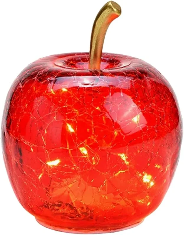 Marke: Wurm Wurm Dekoleuchte Apfel (XS) Glas, rot, Apfel Lampe mit LED Lichterkette, Dekolampe, Tischleuchte, Apfellampe — Weihnachtsbeleuchtung