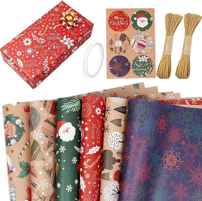 Marke: Generisch Weihnachts-Geschenkpapier, saisonales Geschenkpapier, Urlaubsgeschenk, 6 — Geschenkverpackung