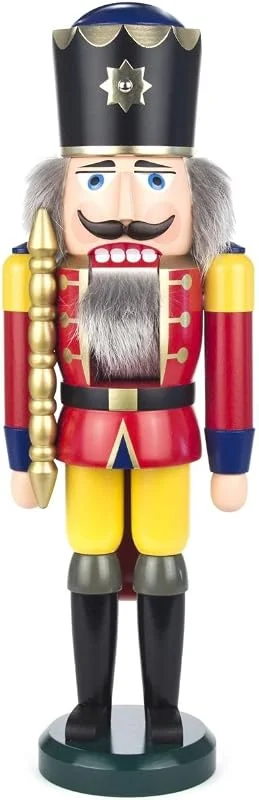 Besuche den Seiffener Volkskunst-Store Seiffener Volkskunst, Nussknacker aus dem Erzgebirge, König mit Zepter 39 cm, Nussknackerfigur Deko Figur, Original Erzgebirgische Volkskunst, 11201, 1, rot — Weihnachtsdeko