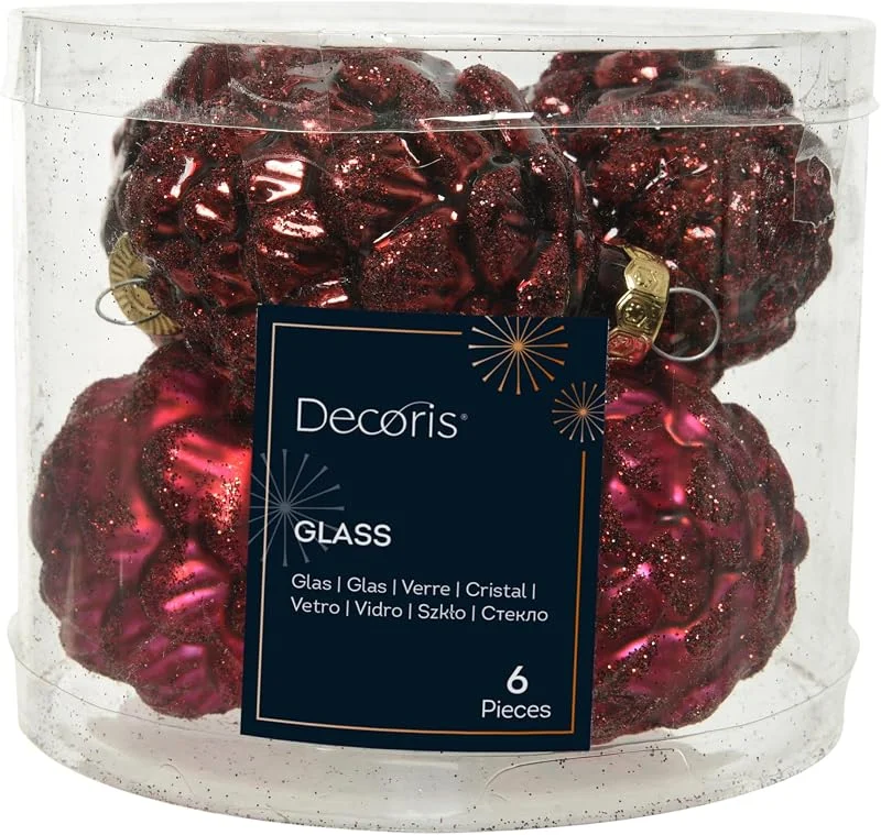 Marke: It's all about Christmas Christbaumschmuck Zapfen Glas 7cm x 6 Stück Weihnachtskugeln ochsenblut — Weihnachtsdeko