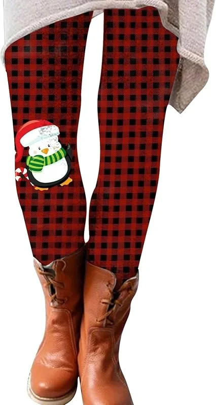 Marke: Générique Damen-Leggings, Weihnachten, bedruckt, Bleistifthose, Slim Fit, hohe Taille, elastisch, Skinny, Weihnachtsbaum, lässig, für Yoga, Fitness, Party, Sport, Yogahose, 43-Rot, Large — Weihnachtsmode