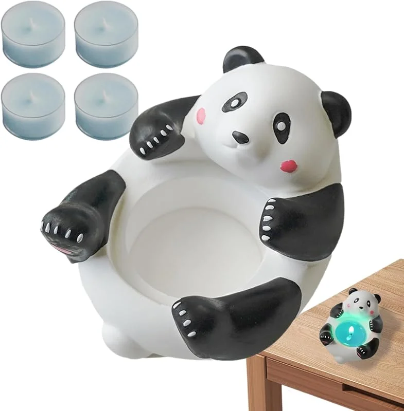 Marke: Generisch Panda-Kerzenhalter, niedlicher Panda-Statue-Halter mit 4 duftenden — Kerzenlicht Abendessen