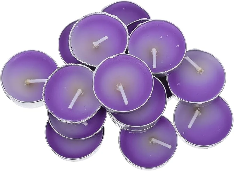 Marke: BESTOYARD 50 Stück Runde Violette Teelichter, Unparfümiert, Rauchfrei — Kerzenlicht Abendessen