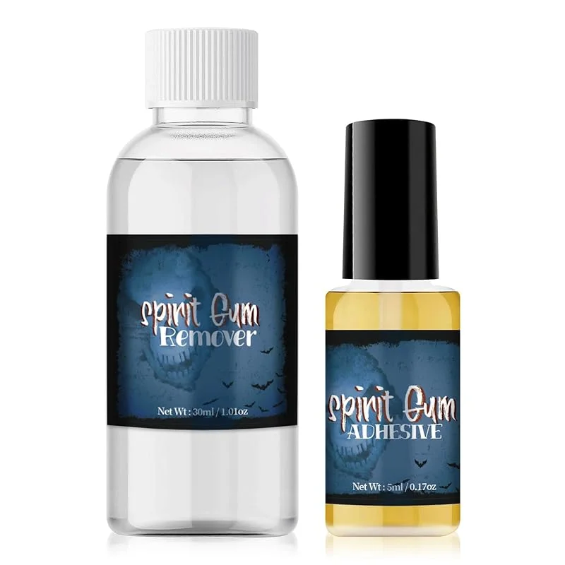Marke: CHASPA CHASPA Hautkleber und Entferner Kit, 0.17oz Spirit Gum + 1.01oz Entferner, Spezialeffekt Make-up Gesicht Körper Prothetik Kleber, SFX Make-up Kit für Halloween Performance, Karneval, Cosplay — Weihnachtsmode