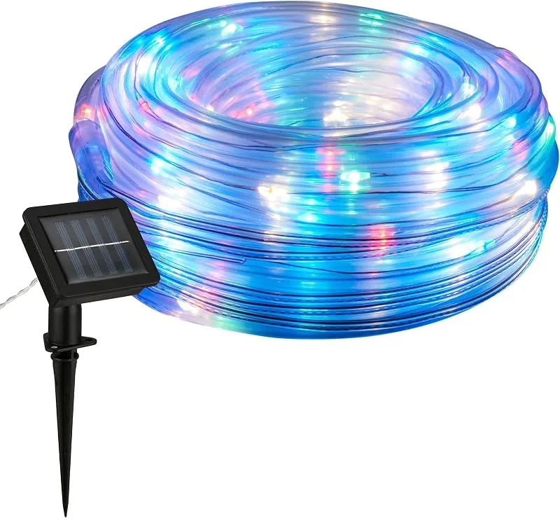 Besuche den BRILONER-Store BRILONER – RGB LED Strip Solar 10 Meter, Buntes Licht, Spitzwassergeschützte Solar Lichterkette Aussen, LED Streifen mit 2 Lichtmodi, Schlauch Outdoor, Band, Transparent, Klar — Weihnachtsbeleuchtung