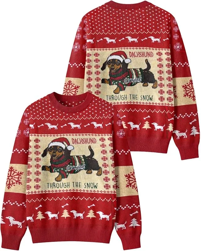 Marke: 34HD 34HD Ugly Xmas Sweater - Lustiger Strickpullover für Damen & Herren 2025, langärmelig, Rundhalsausschnitt, Urlaubspullover, Unisex-Geschenk — Weihnachtsmode
