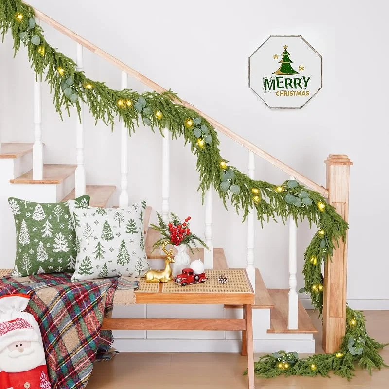 Marke: Waipfaru Waipfaru 4, 5 m lange Weihnachtsdekoration, Norfolk-Kiefergirlande, realistische Tannengirlande, künstliche Zederngirlande für Weihnachten, Tisch, Kamin, Wand, Heimdekoration