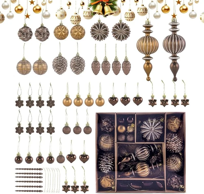 Marke: Generisch Weihnachtsbaumschmuck-Set, 53-teilig, Kupfer, , Gold, Vintage — Weihnachtsdeko