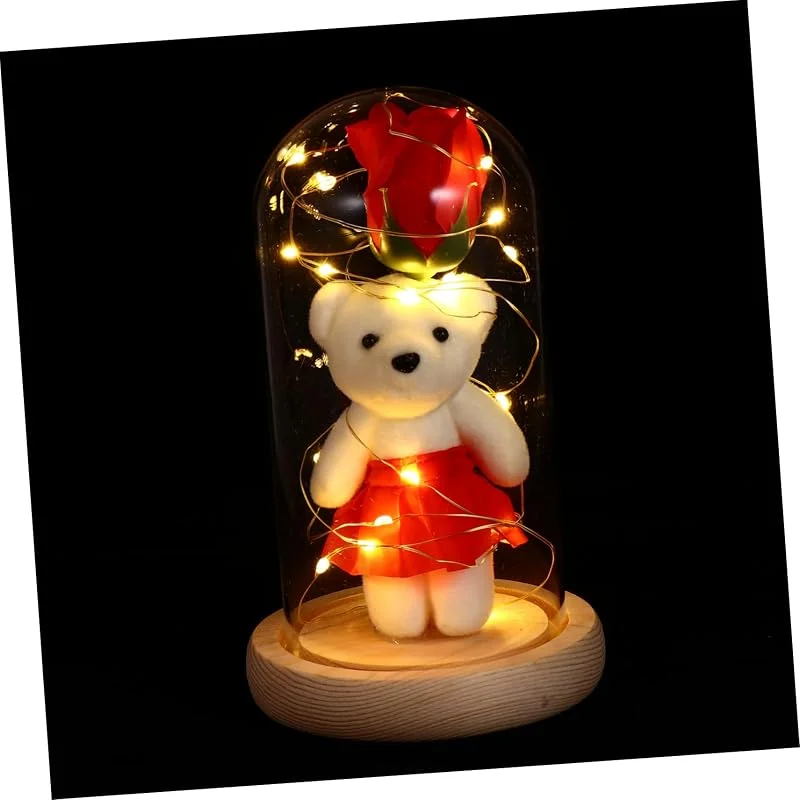 Marke: Generic Lampe 1 Stück Lampe Valentinstag Lampe Mutter Valentinstag für Tisch Pred Blume Ewiges Blumenlicht Romantisches Dating Rosen Nachtlicht Glaslampe — Kerzenlicht Abendessen