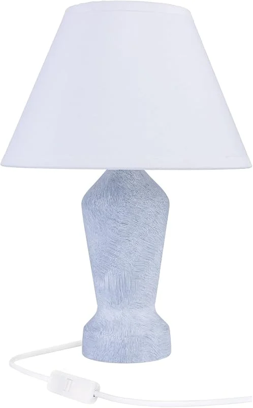 Marke: HELLUX HELLUX LED Tischleuchte, Kleine Lampe 28x20cm für das Wohnzimmer Schlafzimmer oder Büro, Tischlampe Grauer Marmor, Dekorative Nachttischlampe mit 2M Kabel, Lampe E14 im Klassisch Form — Kerzenlicht Abendessen