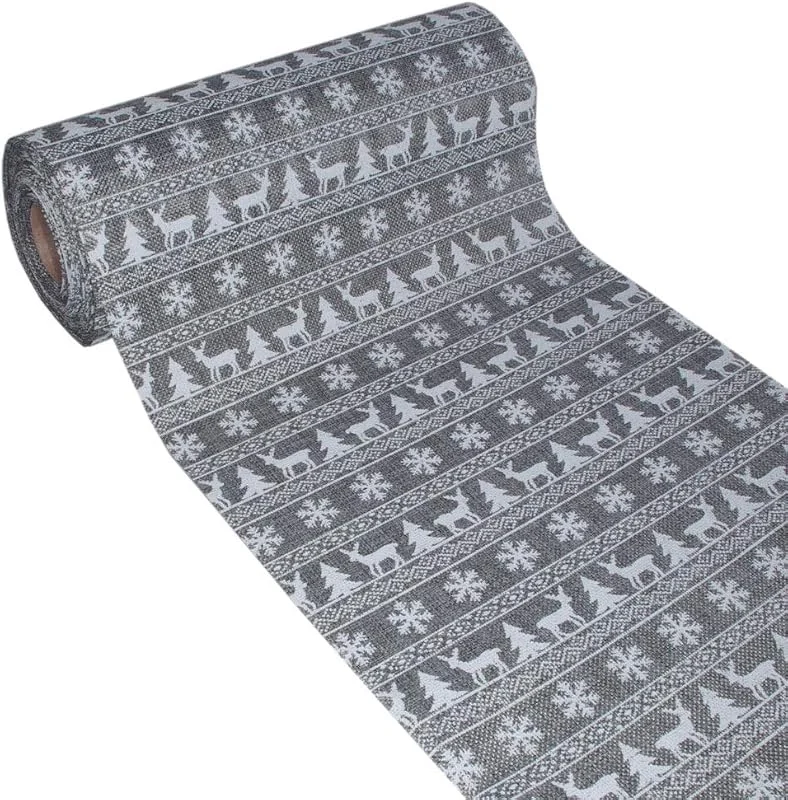 Marke: Deko AS GmbH Tischläufer - Weihnachten - Tischband - REH Hiersch Tanne Schneeflocke Winterwald - 280mm - 15m - col.90 - Grau-Weiss - A 74-280-15-90 — Küche & Haushalt