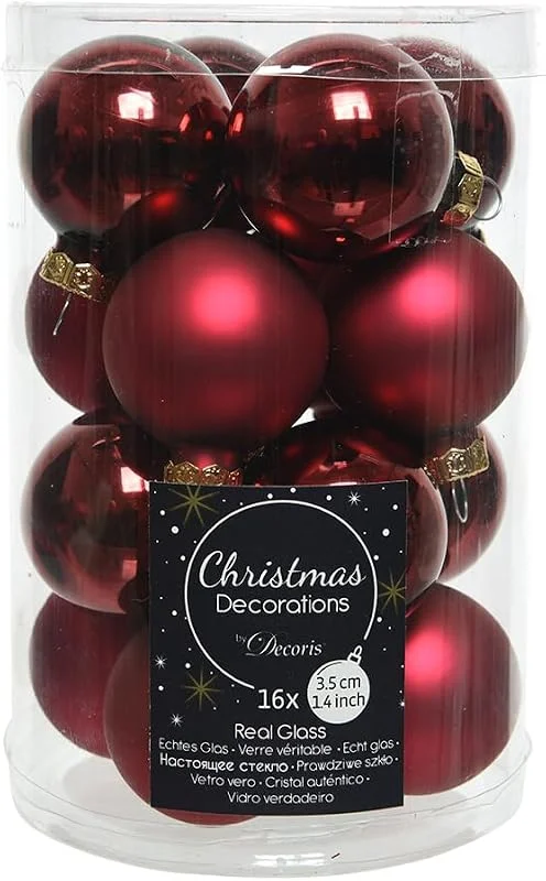 Marke: E+N Deko Christbaumschmuck Weihnachtskugeln Glas 16 Stück ochsenblut Ø35mm — Weihnachtsdeko