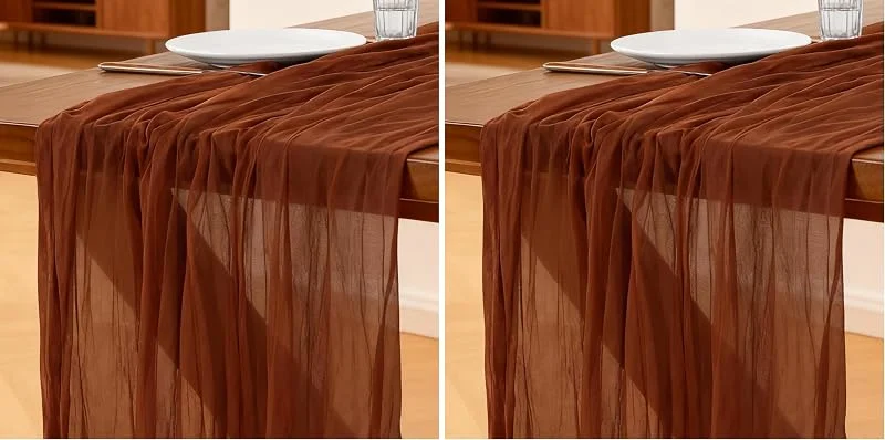 Besuche den Foatcox-Store Käsetuch Tischläufer Rostrot, 300 x 90 cm Boho Gaze Tischläufer Cheesecloth Läufer für Hochzeit, Geburtstagsfeiern, Babypartys, Weihnachten und Silvester von Tisch Dekoration (Packung mit 2) — Küche & Haushalt