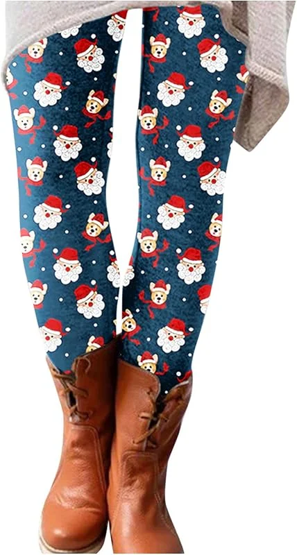 Marke: Generisch Damen Weihnachts Leggins Blickdicht Strumpfhosen Xmas Hose High Waist Weihnachtshose Stretch Freizeithosen Warm Winterhose Festliche Thermohose Thermostrumpfhose Leggings Pyjamahose Christmas Pants — Weihnachtsmode