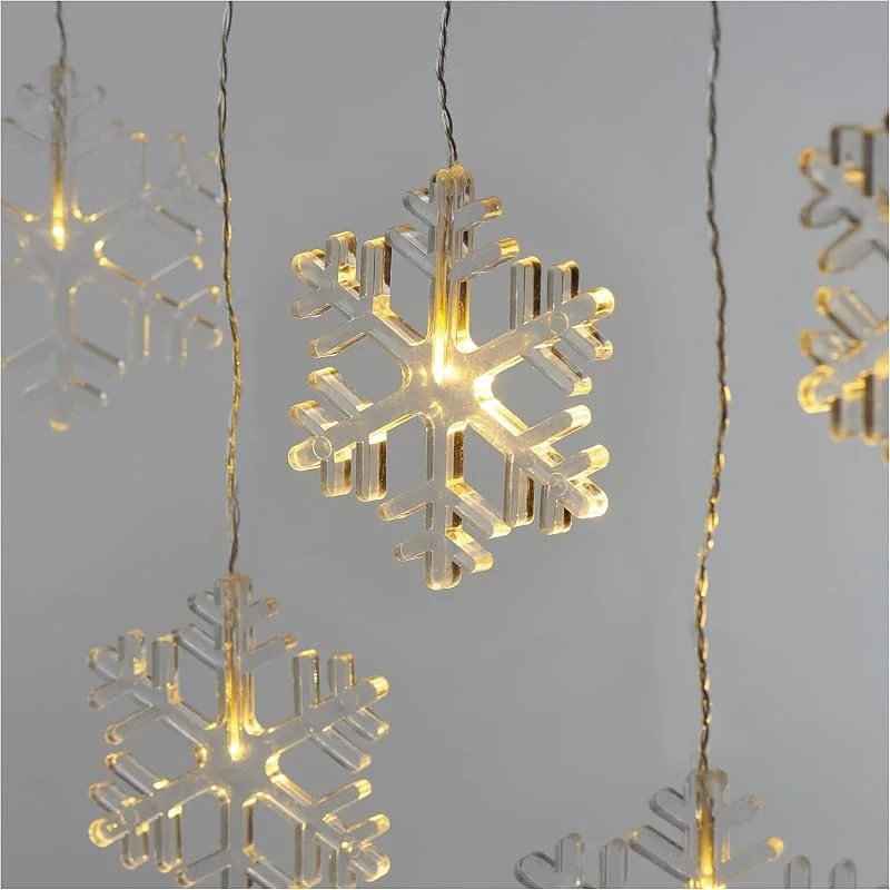 Besuche den EMOS-Store EMOS Mini Lichtervorhang mit 8 Schneeflocken, LED-Lichterkette mit Wintermotiv, Warmweiß, Lichtergirlande 84cm + Netzteil, Leuchtdauer 10.000 h, IP44 für Innen und Außen, für Party, Weihnachten — Weihnachtsbeleuchtung