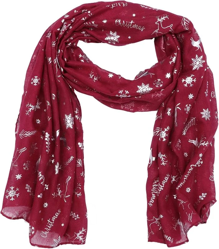 Besuche den Abaodam-Store Abaodam Weihnachtsschal Bedruckt mit Weihnachtsmotiv als Halstuch für Damen Leicht und Elegant für Jeden Tag Geschenk für Familie Freunde und Partner — Weihnachtsmode