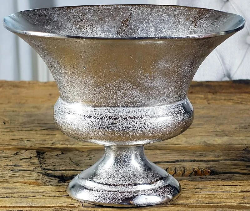 Besuche den MichaelNoll-Store Vase Blumenvase Gefäß Pokalvase Dekovase Aluminium Silber Luxus, Deko Modern, Wohnzimmer, Küche, S 30 cm — Kerzenlicht Abendessen