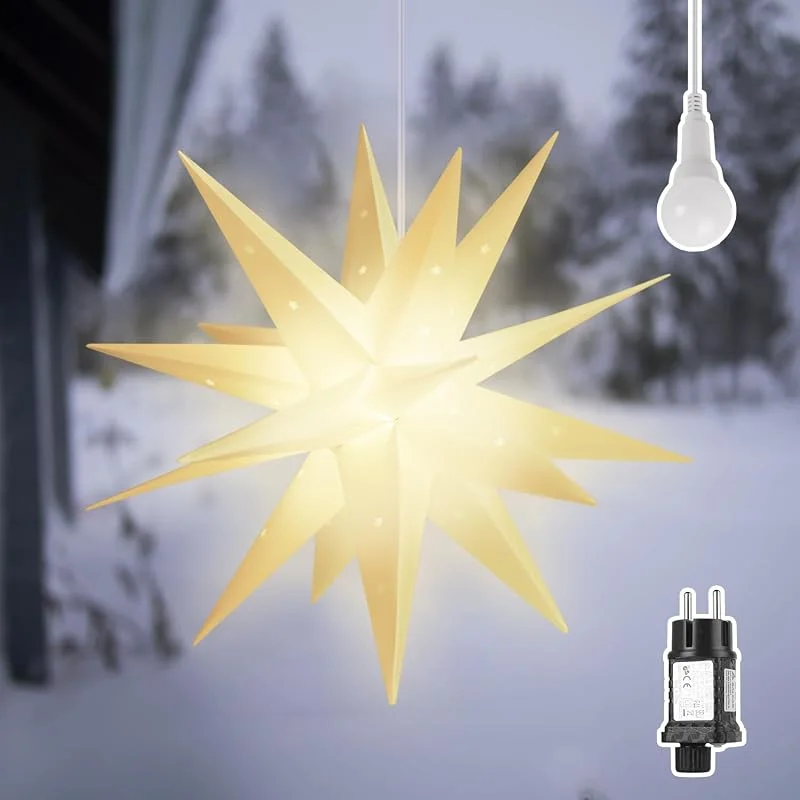 Besuche den SALCAR-Store SALCAR 60cm Weihnachtsstern Beleuchtet, 3D XXL Leuchtstern zum Aufhängen — Weihnachtsdeko