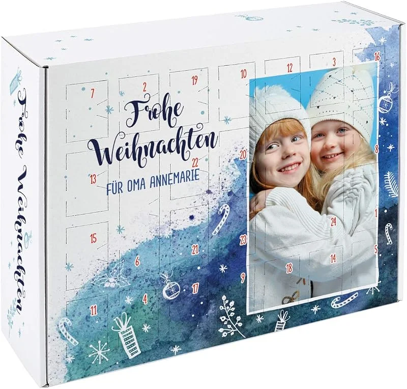 Besuche den Herz & Heim-Store Herz & Heim® Moderner Foto-Adventskalender mit eigenem Bild und Wunschtext zum selbst befüllen — Advent und Tisch