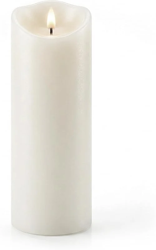 Besuche den Relaxdays-Store Relaxdays LED Kerze, HxD: 30 x 10 cm, flackernde Flamme, Echtwachs, flammenlose Stumpenkerze, XXL Bodenkerze, weiß — Advent und Tisch
