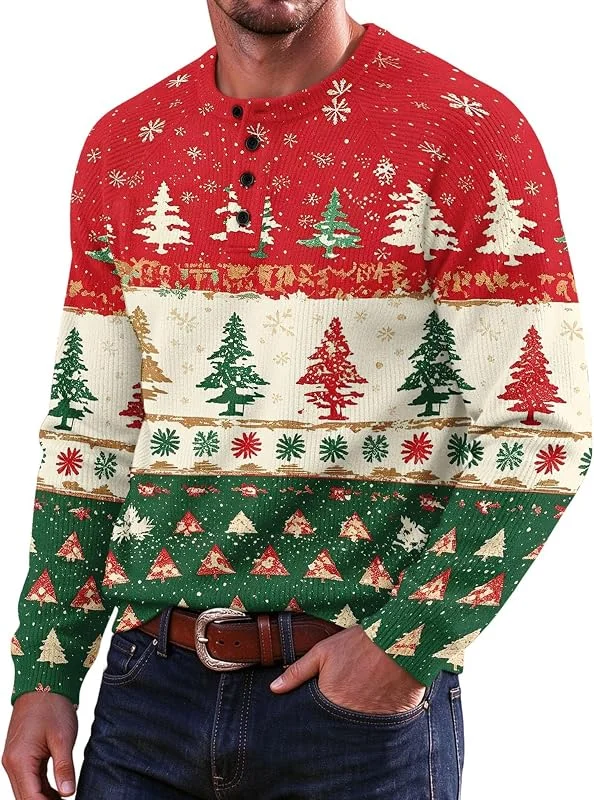 Marke: FILWY Weihnachtspullover Herren Weihnachten Print Langarm Strick — Weihnachtsmode