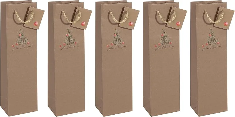 Besuche den Sigel-Store SIGEL Kraftpapier Flaschen Geschenktüten aus Papier Christmas 5er Set — Geschenkverpackung