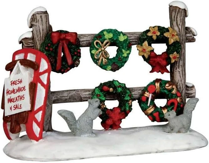 Marke: Lemax Lemax - Christmas Wreath 4 Sale 54942 Kranzverkauf Weihnachtsdorf Winterdorf — Weihnachtsdeko